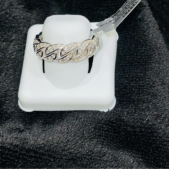 14k white gold vermeil VVS diamond cuban ring, 2 carat moissanite diamond ring - Picture 5 of 8